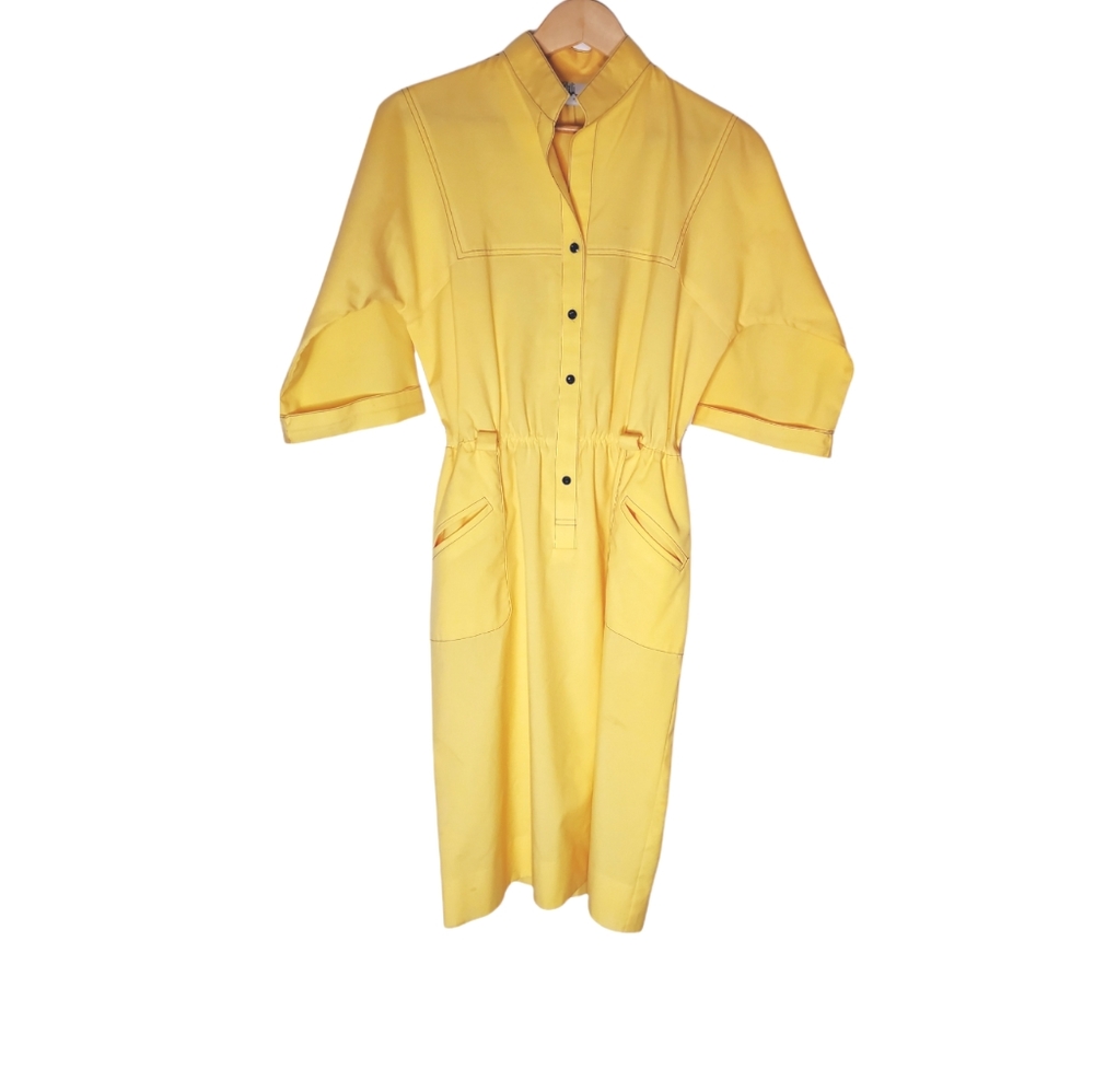 Banana Split Yellow 50's Inspired Utilitarian Diner Style Working Dress